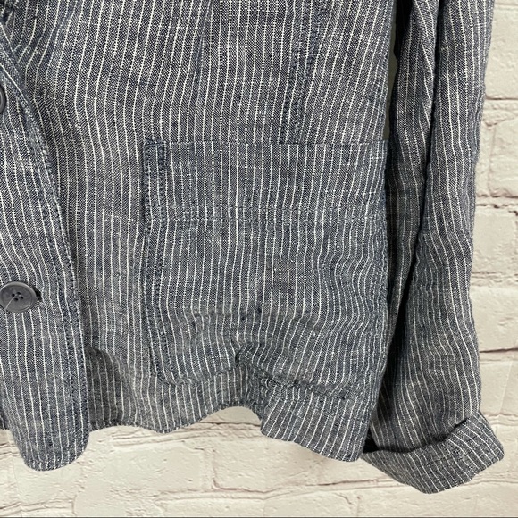 Eileen Fisher chambray railroad Linen Blazer - Picture 8 of 11